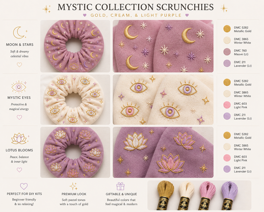 Girlie Scrunchie Embroidery Kit – Set of 2 DIY Scrunchies